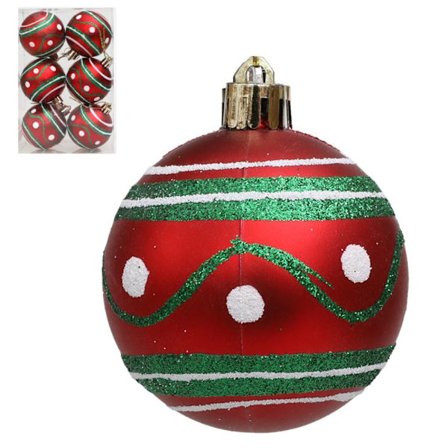 6 stk malte julekuler juletrekuler E E