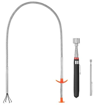 3-pakkesæt med magnetiske opsamlingsværktøjer, teleskopiske magnet-opsamlingsværktøjer, bøjelige (FMY)