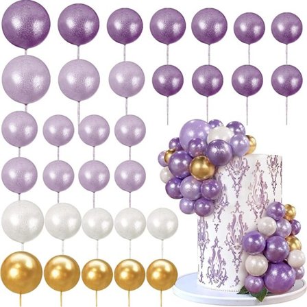 32 Guld Kagekugler Topper Dekorationer Skum Cupcake Topper Mini Ballon Kage Topper Kugler Kage Picks til Kagedekoration Fødselsdagsfest Bryllup