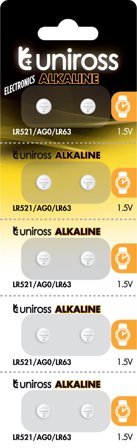 UNIROSS Batteri - LR63 / LR521 - 10 pak blisterkor, t