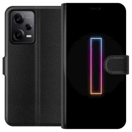 Kompatibel Tegnebogsetui til Xiaomi Xiaomi Redmi Note 12 Pro Minimalistisk neonbogstav I i regnbuefarver mod mørk baggrund