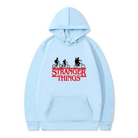 Stranger Things Trykt Pullover Hættetrøje med Fleecejakke - Marineblå - Størrelse 2XL Marineblå 2XL