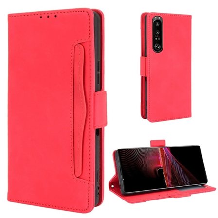 Modernt Sony Xperia 1 III fodral med plånbok - Röd