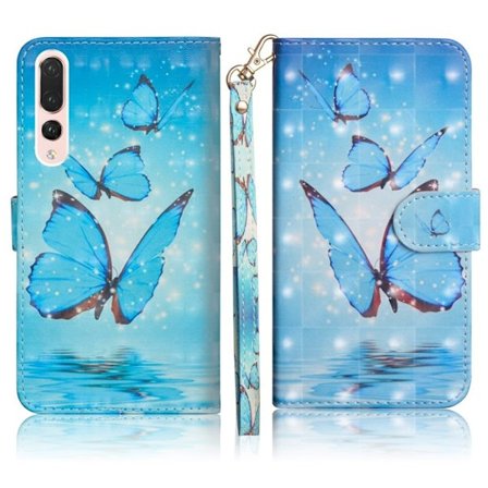 Butterfly läder Huawei P20 Pro fodral - Blå