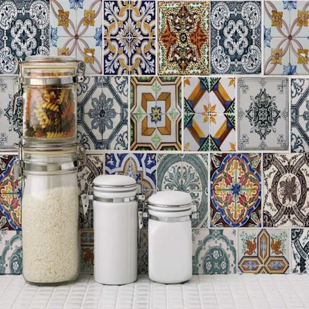 Marrakech Vintage 16-pak farvet mat flisedekoration badeværelse køkken