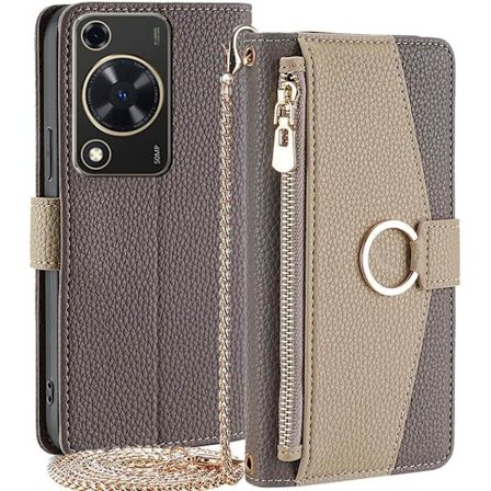 Wallet Case - Huawei Nova Y72/Y72S/Y63 4G - PU-skinn - Skulderstropp - Glidelåslomme