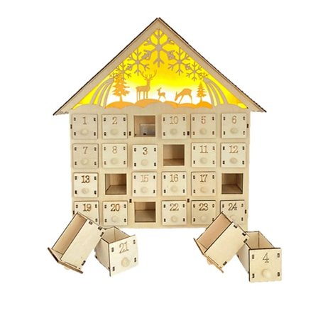 Jul Advent Kalender LED Lys Tom Fyld Slik Skuffe Magic Gave