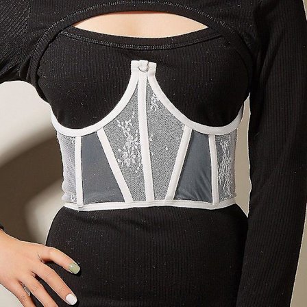 Sexig Korsett Underbyst Kvinnor Gotisk Korsett Topp Spets Hollow Out Broderi Formare Modellering Rem Bantning Midjebälte Bustiers,vita