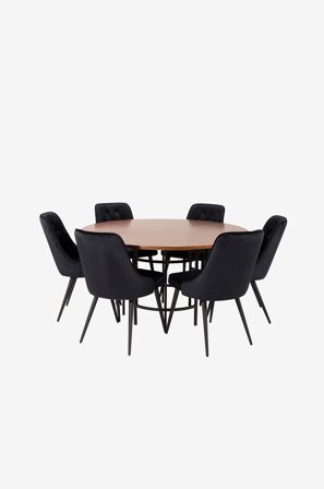 Furniture Fashion - Matgrupp Copenhagen med matstol Valetta delux - Brun - Matgrupp 6 personer - Från Homeroom