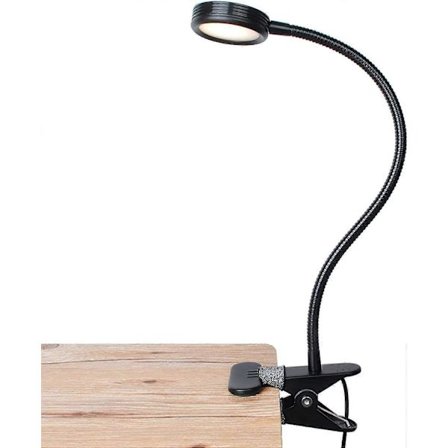 Clip-on Lampe/Læselampe/Skiftende Lysfarve/Clip-on Natlampe til Skrivebord, Sengegavl og Computere Sort