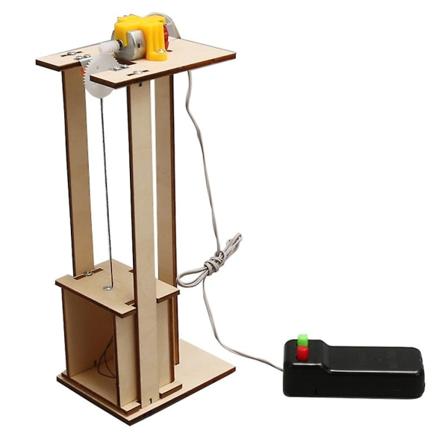 Videnskabelige Eksperimenter Elevator Sæt Træ STEM Byggelegetøj DIY Elektrisk Lift Uddannelsesmæssig Model Til Børn I Alderen 7-14 År (FMY)