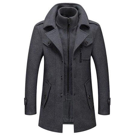 Trenchcoat, vinterjakke i uldblanding til mænd, grå L
