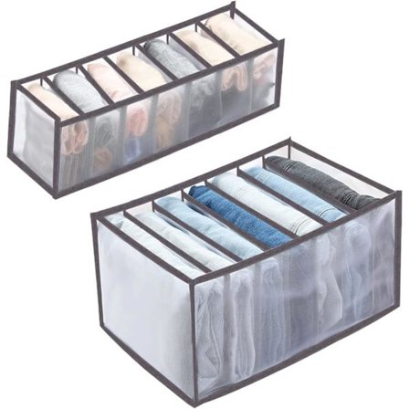 Jeans Oppbevaringsboks, Klær Skuff Mesh Skilleboks, Sammenleggbar og