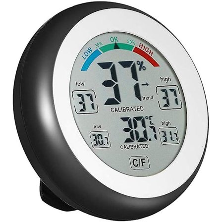 Digital hygrometer, innendørs termometer hygrometer omgivelsestemperatur maks min display nøyaktig veggmontert bordtermometer med berøringsskjerm for
