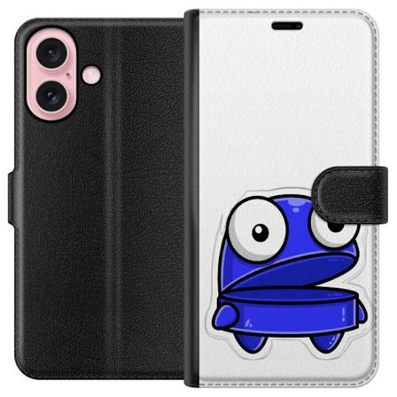 Kompatibel Tegnebogsetui til Apple Apple iPhone 16 Blå tegneseriefigur med åbent udtryk og store øjne i sjov illustration