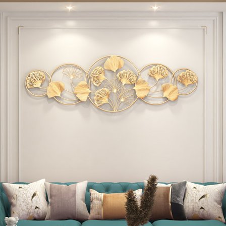 Veggprydgjenstand, 3D ginkgo-blad veggdekorasjon, ginkgo veggdekorasjon, metall veggoppheng, for stue, soverom, spisestue