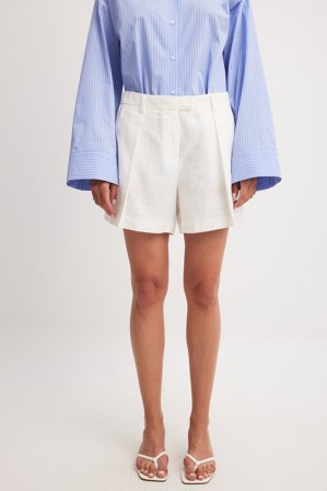 NA-KD Short large en lin - Vêtements en lin - Crème - EU 44