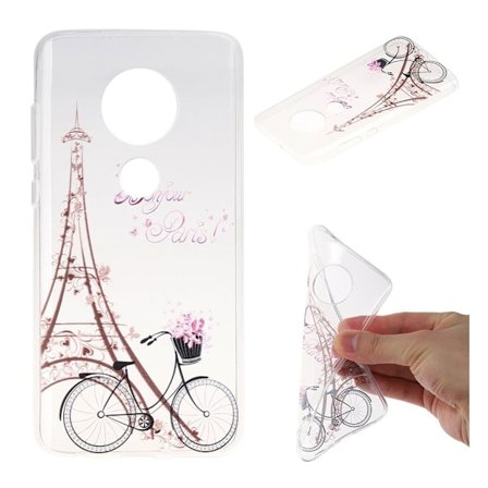 Deco Motorola Moto G7 Plus cover - Eiffel Tårnet og Cykel