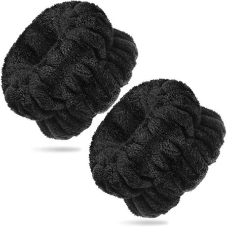 Ansiktsvask Armbånd Spa Vaske Ansikt Svettebånd Sminke Elastisk Armbånd Absorberende Håndkle Armbånd, Svart