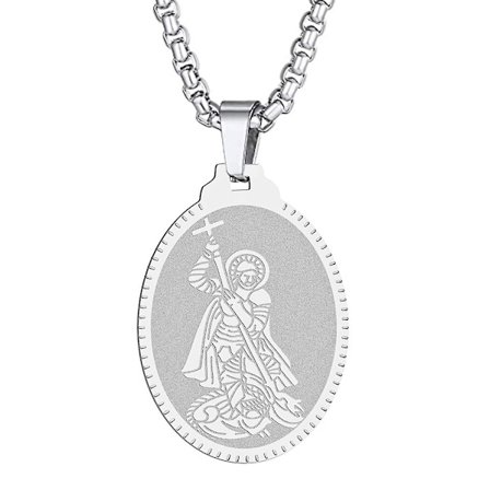 Helgen St. Georg anhengs halskjede for menn og kvinner, kriger St. Georg og dragen totem medaljong sjarm halskjede amulett smykker - WELLNGS