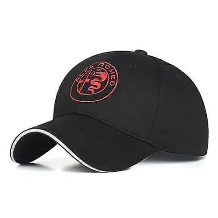 Bomull för Alfa Romeo Baseball Keps Män Broderad Fyra Säsonger Justerbar Snapback Hatt Bekväm Utomhusskydd Kostymhattar Svart---B