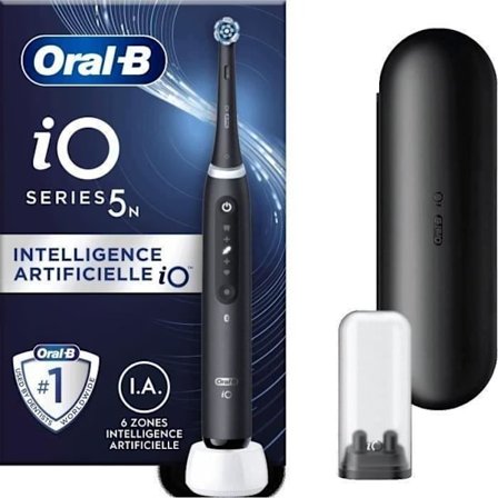 ORAL-B iO5 kytketty sähköhammasharja - musta - Bluetooth, 1 harjaspää ja 1 matkalaukku
