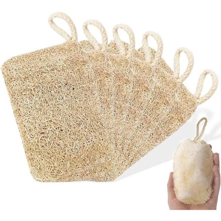 ING Luffasvamp, 6-pack, Naturlig Luffa Exfolierande, Biologiskt Nedbrytbara Luftsvampar för Kroppsvård, Dusch, Köksrengöring och Luffatvål