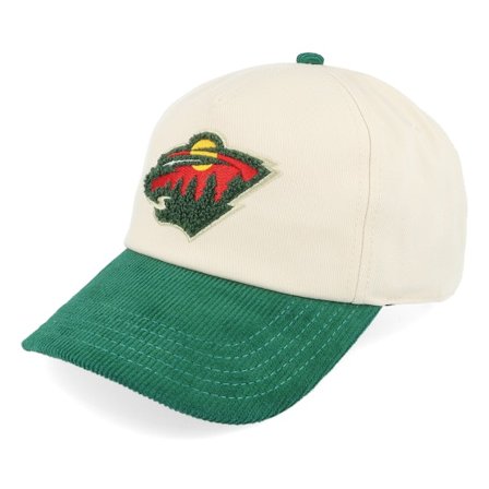 American Needle - NHL White adjustable Lippis - Minnesota Wild Wild Burnett Cream/Dark Green A-frame Adjustable @ Hatstore