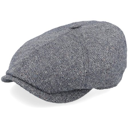 Stetson - Gris flatcap Casquette - 6-panel Silk Blue Herringbone Flatcap @ Hatstore