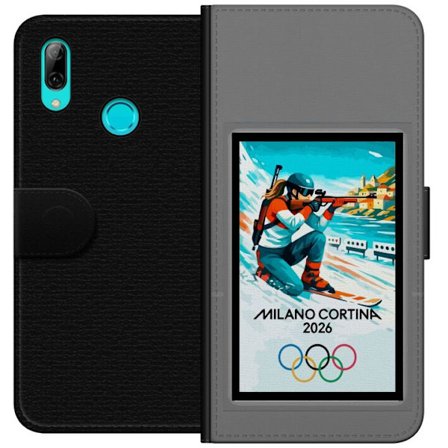Yhteensopiva Lompakkokotelo Huawei P smart 2019 Retrojuliste Cortina Milano 2026 vuorilla, talviurheilijoilla, italiankoloreilla, Milanon tuomiokirkol
