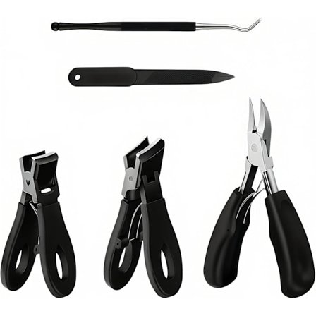 Negleklippere til ældre tykke tånegle: Bred åbning, skarp kraftig indgroet, tånegleklippere negleklipper langt håndtag med skråt blad, 5 stk. stor