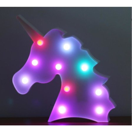 Enkelt LED Enhjørning Natlampe Modellampe Julelys Dekorationslys (Farverig)-30*23.5*3cm