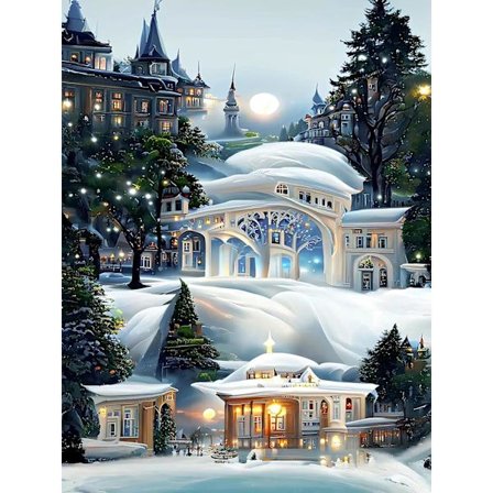 (30 x 40 cm, Sneslot) Diamantbroderi Sæt, Korssting Rh