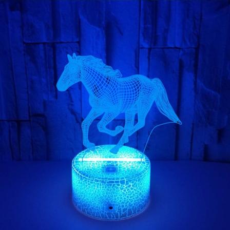 Qinwei Springande Häst Nattlampa med Fjärrkontroll Smart Touch 3D Illusion Lamp Bästa Presenter till Pojkar Flickor Män Kvinnor --- Crack Seat