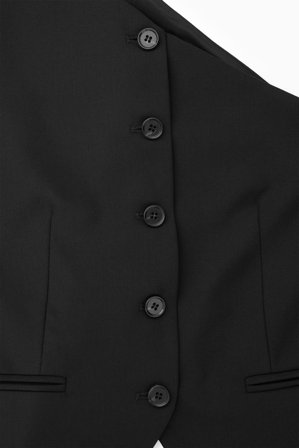 COS Asymetryczna Dopasowana Wełniana Kamizelka in Czarny