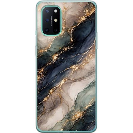 Kompatibel Mobilcover til OnePlus 8T Luksuriøs abstrakt marmorkunst i sort, hvid og guld med elegante linjer, eksklusivt design til plakater og mobilc