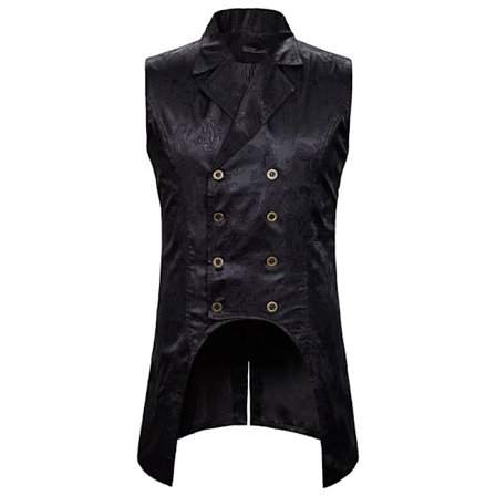 Herre Gothic Steampunk Dobbeltbrystet Jacquard Brokade Vest Veste Ærmeløs Frakke