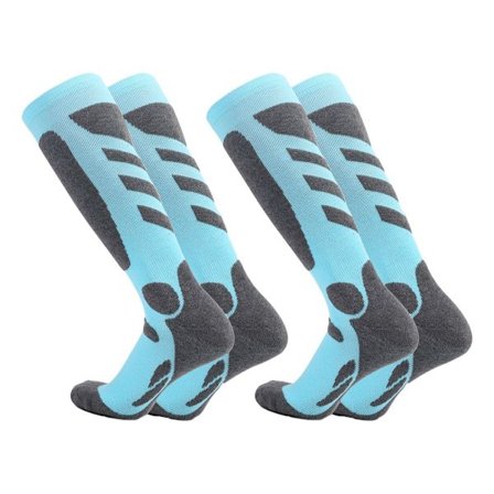 Ski-sokker 2 par, knæhøje varme termiske sokker til himmelblå KLB