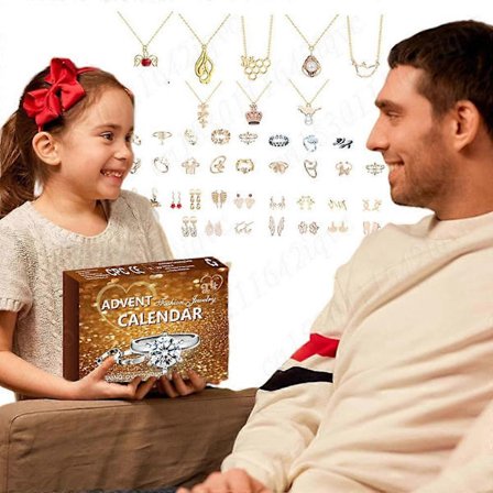 Julekalender Smykker Jule-nedtælling til Voksne Kvinder Med Halskæder Ringe Øreringe Julegave Overraskelse til Hustru Datter Mor