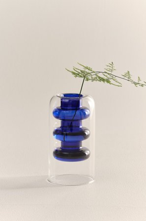 Jotex - Blue Glassvase Høyde 15 Cm Clear/blue - TILO - Kjøp Vaser hos Jotex