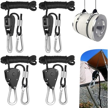 Sæt Skralde Reb, med Nylon Reb Justerbar Skraldestrop, 68 kg Belastningskapacitet Per Par, Skralde Reb Strammer, til Dyrkningslys og Havekrukker