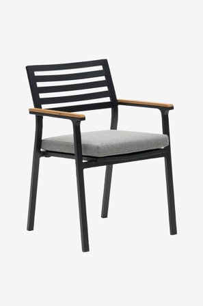 Kave Home - Stol med armlæn Bona, 4-pak - Sort - Spisestole - Fra Homeroom