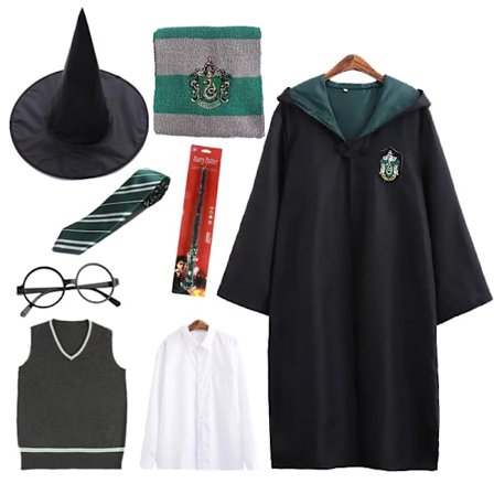 Harry Potter 8ps Sæt Magic Wizard Fancy Dress Kappe Kappe 135 Slytherin
