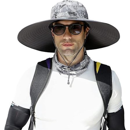 Herre Bredskygget Solhat UPF50+ Vandtæt Åndbar Spandhat til Fiskeri, Vandring, Camping