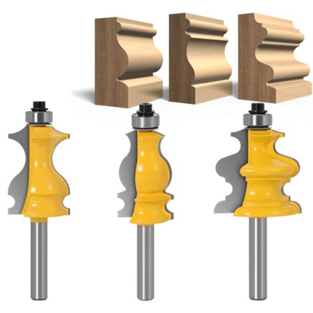 Sett med 3 freser for arkitektoniske lister 8 mm - fres for trebearbeiding