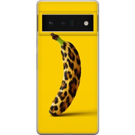 Kompatibelt Mobildeksel til Google Google Pixel 6 Pro Banan med leopardmønster mot gult bakgrunn i en kreativ og leken design