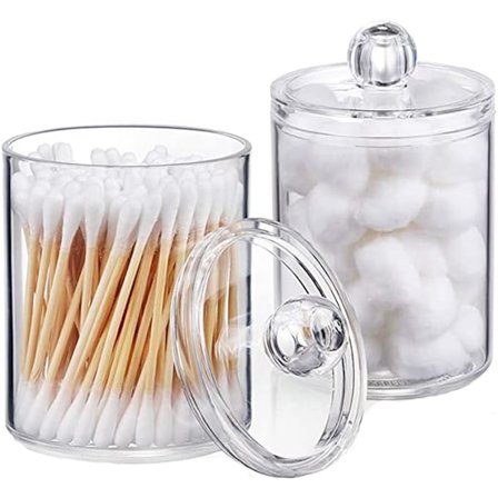 2 stycken bomullsdispensrar, bomullspinnförvaringslådor, bomull