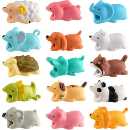 15 stk Kabelskjerm Søte Dyr Kabel Attack Lader Ledningsbeskytter USB Ladekabelbeskytter Kompatibel Med /android