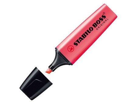 STABILO Överstrykningspenna BOSS Original röd snedskuren spets 2+5mm 70/40 - Lyreco - Kontorsmaterial - Pennor - Överstrykningspennor