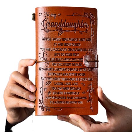 Till min barnbarn - Rosa läderjournal + hjärta Dia